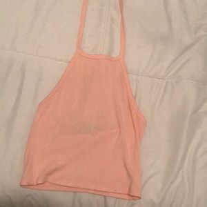 pastel pink halter crop top